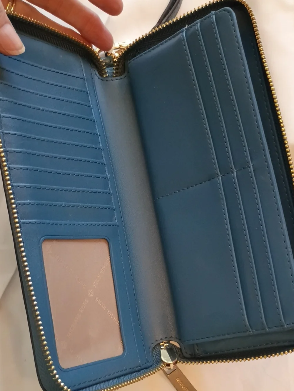 Michael Kors Teal Blue Zip-Around Wristlet Wallet